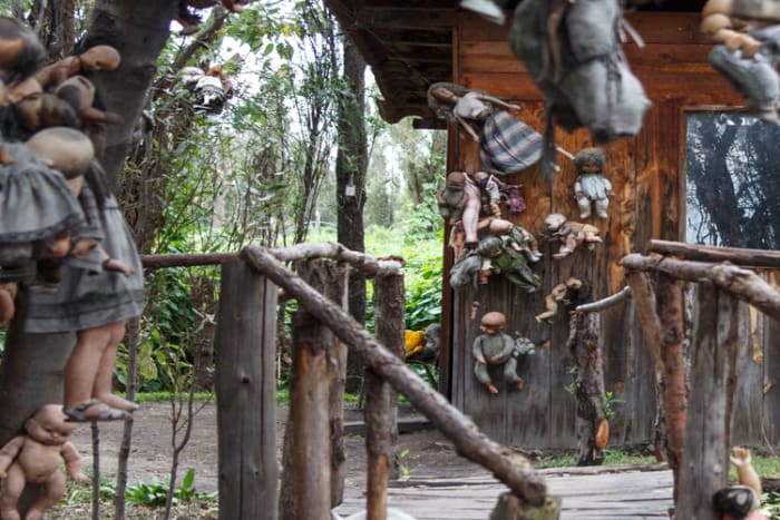 Don Julian Santana became obsessed with collecting discarded dolls, to the point where intricate patterns of dolls covered the island.