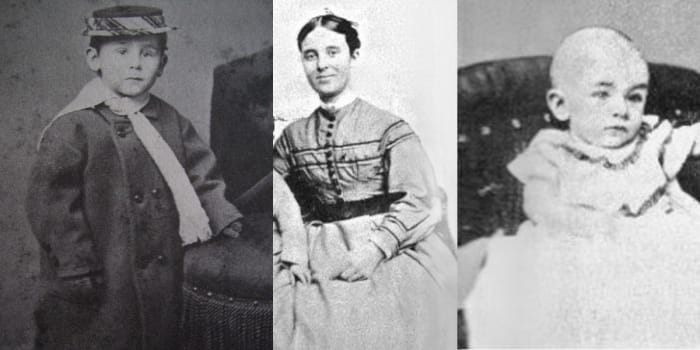 The Briggs family. Pictured are Benjamin's wife Sarah Cobb and daughter Sophia who were with him aboard the ship and his son, who was left behind.