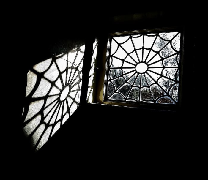 Spider-web windows are said to be one of Mrs. Winchester’s innovations aimed at throwing the goblins off balance.