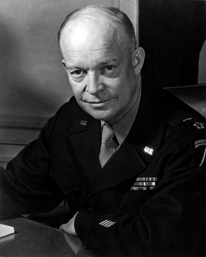 General Dwight D. Eisenhower, supreme commander of the Allied forces in Europe, less than a year after D-Day