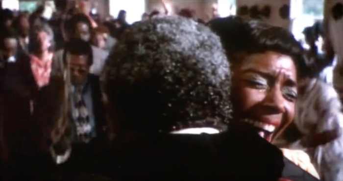 Realizing that their lost relationship has been found, Shug and her daddy embrace with tears of forgiveness.