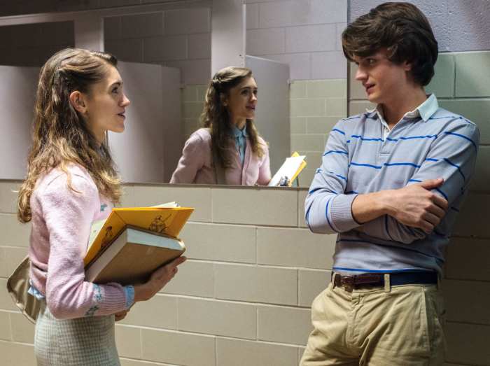 This is the girls' bathroom, right? I mean, if I had to make out with a girl in a bathroom, I think I'd rather have homefield. Kudos to him for that, kinda.