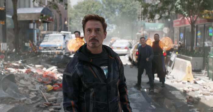 Benedict Cumberbatch, Robert Downey Jr, Mark Ruffalo, and Benedict Wong as Dr. Strange, Tony Stark, Bruce Banner, and Wong in, "Avengers: Infinity War."