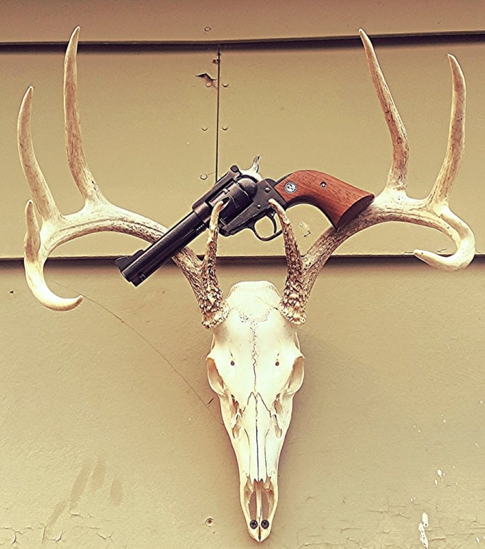 Shot of the bleached skull and rack of the white tail shot with the 125gn HP. I by no means recommend the 32 mag as a deer hunting round. This was just a opportunity that presented itself, and I took it.