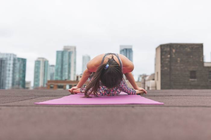 It doesn't matter where you do yoga as long as the space encourages you to return, such as an open and peaceful spot in a busy world