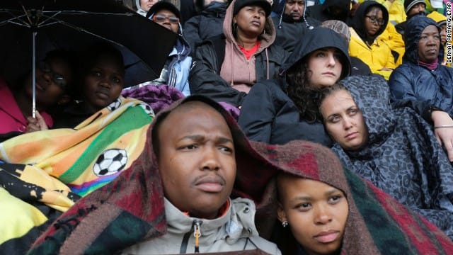 People At Tata's Memorial - FNB Stadium: In his Nobel acceptance speech at the time, Mandela said: "We live with the hope that as she battles to remake herself, South Africa will be like a microcosm of the new world that is striving to be born."