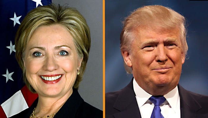 Hillary Clinton and Donald Trump. Mrs Clinton was seen as the most 'establishment' of all possible candidates. Mr Trump is seen as being not a part of the establishment