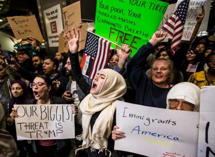 This is how far we've come and the hope of the future. While some support the current ban, many from all backgrounds fight it and come together to do so. It's stark contrast to the conflicts and racism between immigrants not too long ago.