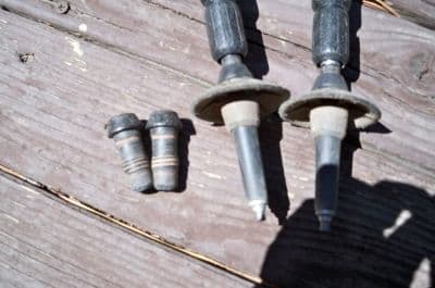 My trekking pole tips, before and after replacement. The first set (on the left) were so worn they were gone.