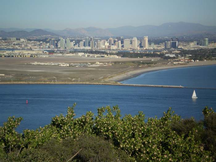 Looking towards San Diego from Cabrillo National Monument. Cuyamaca Peak is barely visible in upper right.