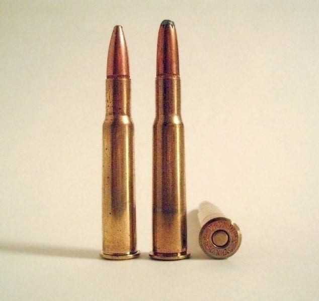 .30-40 Krag. The .30-03 and then .30-06 replaced the .30-40 as the U.S. service cartridge.