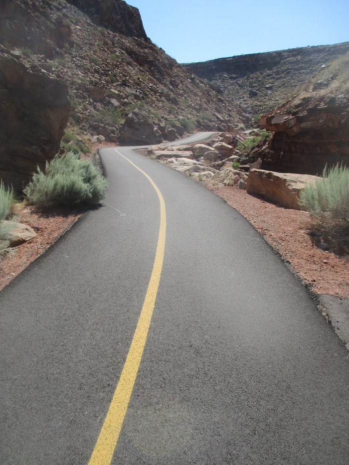 This bike trail through Hell Hole Canyon, just east of Washington will give the cyclist a bit of a roller coaster experience, photo by author
