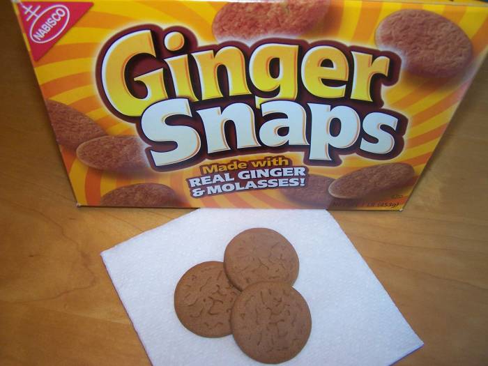 You can get some of the benefits of ginger by eating foods that contain real ginger such as Ginger Snaps or Gingerbread cookies. Just be sure to read the labels to make sure the food is made with real ginger and not ginger flavoring.