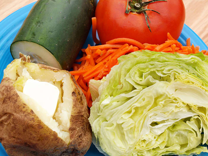 Day two of the GM diet is vegetables only, with the exception of a baked potato with butter for breakfast.