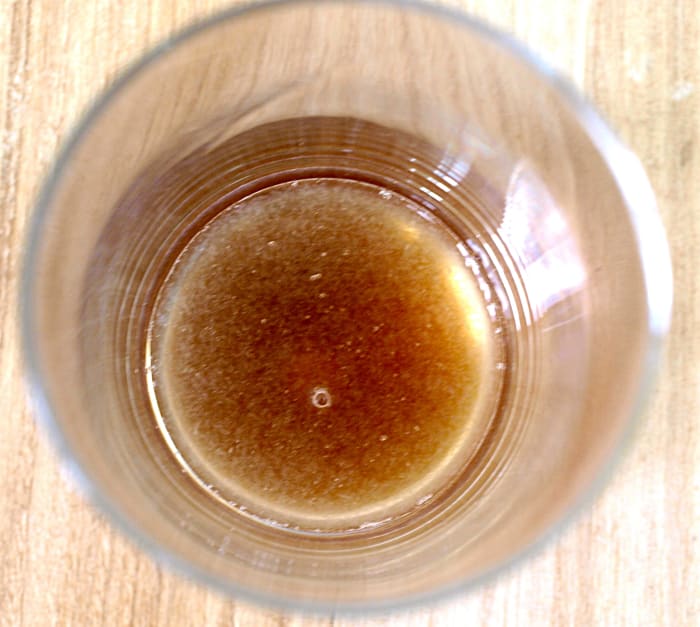 Then add the Grade B maple syrup. You can also use a higher grade of syrup—the general rule is the darker, the better, as it will have more minerals.