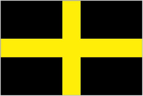 St David's Cross. Unlike the other nations, the Patron Saint of Wales doesn't provide Wales with its national flag. The Red Dragon is favoured, though the black and yellow colours could one day contribute to a redesigned Union Jack (see later)