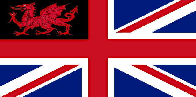 In this design I have modified another idea in which I have included a Red Dragon with the black background of St David's Cross so that it fills one corner of the Union Jack