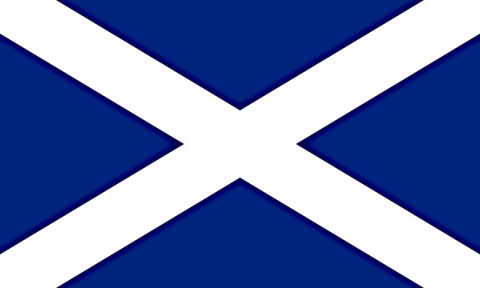A darker blue version of St Andrew's Saltire. The explanation for two different tones of the Scottish Flag is given below under 'The History of the Flag 1801 to the Present Day)