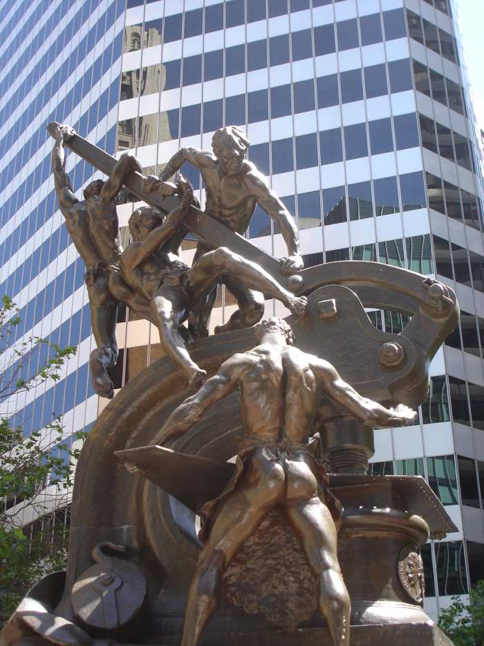 Trade unions protect worker rights. Someone has to look after the working class! A monument for the working class on Market Street, San Francisco.