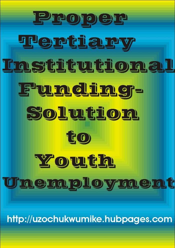 Proper funding of tertiary institutions as a lasting solution to youth unemployment. When the government and citizens help in equipping tertiary institutions, youth unemployment will reduce.