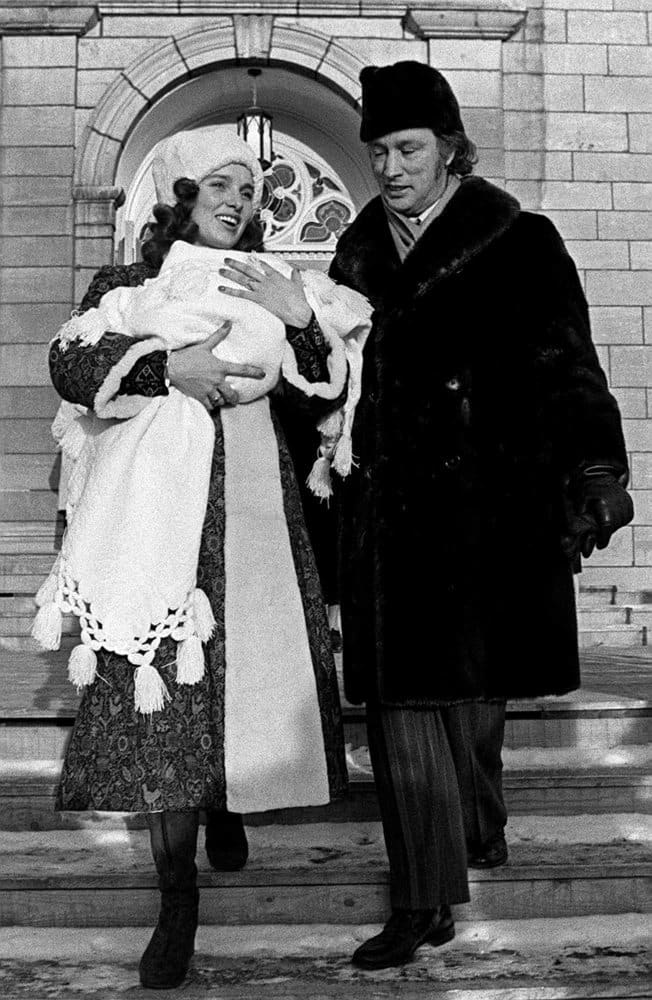 Prime Minister Trudeau and Margaret leave the city's Notre Dame Basilica Sunday afternoon after the christening of their 22-day old infant Justin Pierre James (Jan 16, 1972).