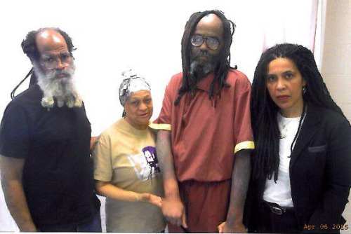 A frighteningly frail Mumia Abu Jama with a terrible skin condition which his family and supporters claim is not being treated properly by the Pennsylvania Department of Corrections.