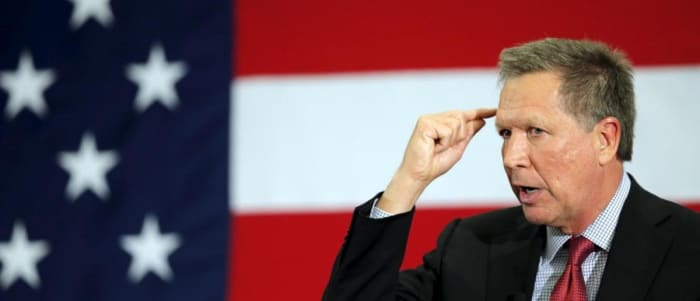 The last day of John Kasich's campaign was a mess, as the governor tried to unite his party against Donald Trump and Hillary Clinton, before collapsing.