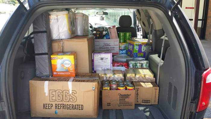 Tom's van dubbed the 'blue whale' loaded for another trip to Dille West Virginia. Dille was hit extremely hard and is a very remote area of our state.