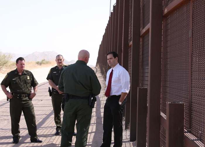 Senator Marco Rubio with Customs and Border Patrol Agents at the Mexican Border.