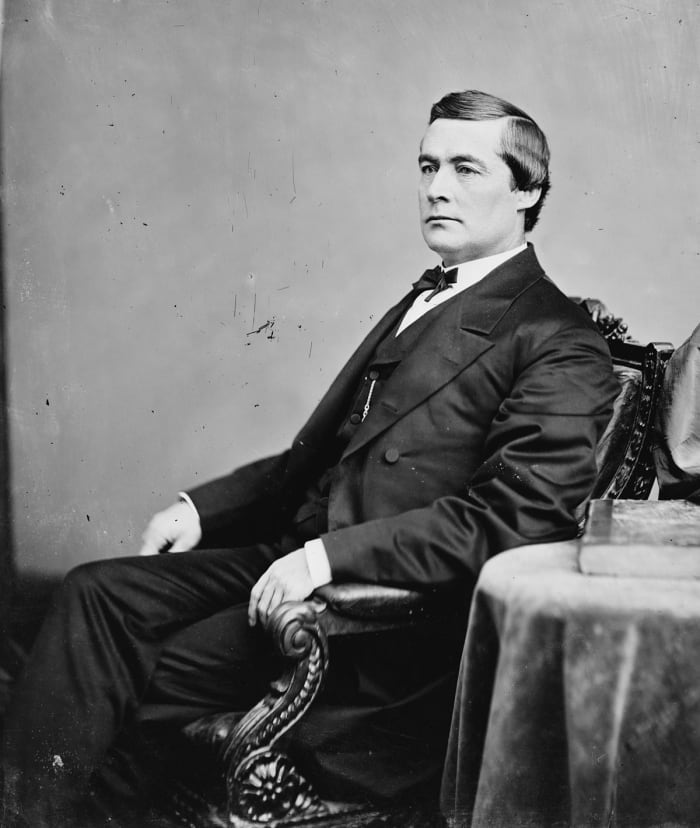 Kansas State Senator Edmund Ross. His vote against convicting President Andrew Johnson of "high crimes and misdemeanors" allowed Johnson to stay in office by the margin of one vote.