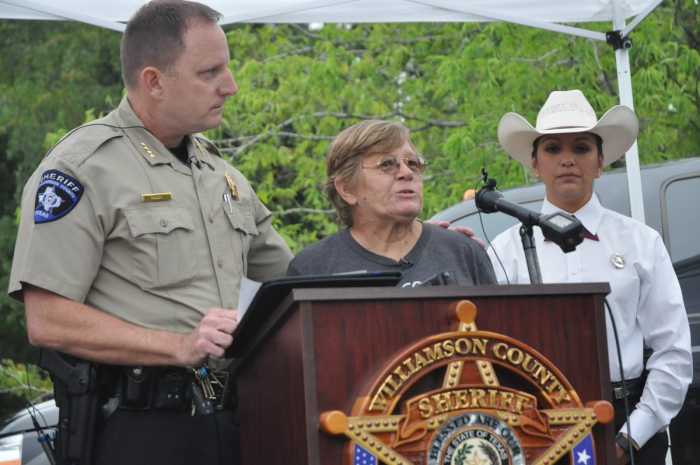 Williamson County Sheriff and Janet Cooke at a press conference in Georgetown, Texas where Rachel Cooke vanished on January 10, 2002.