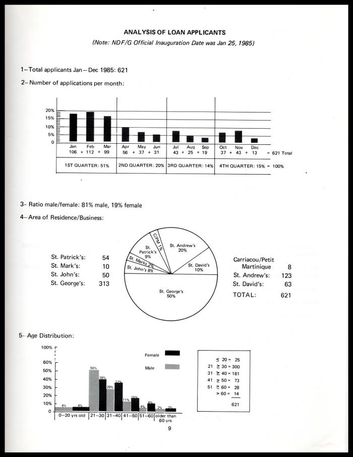 This is an analysis of loan applicants, where they were located, and what business sector they fell into (on the back of this page). I did the same kind of analysis for those whose loans were granted.