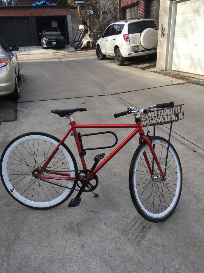 My cheap Amazon bike (Retrospec Mantra Fixie Bicycle), still in good shape 2 years after purchase!