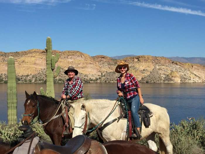 Trail ride with my wife along Salt River on horses rented from Saguaro Lake Ranch Stables in Tonto Nation Forest between Mesa AZ & Saguaro Lake