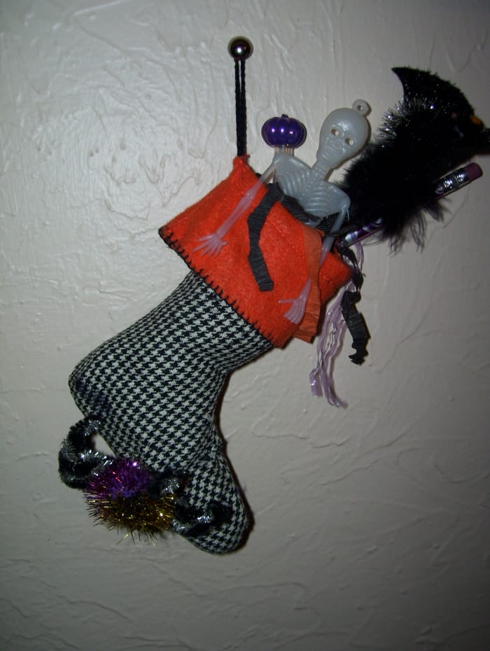 Stockings aren't just for Christmas! This one is full of ghoulish goodies for little tricksters!