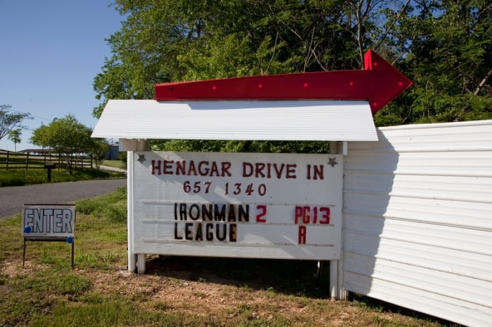 Drive-in near Ft. Payne, Al., Drive-in's like this one are still in business due to the patrons all being so tight-knit in their hometown.