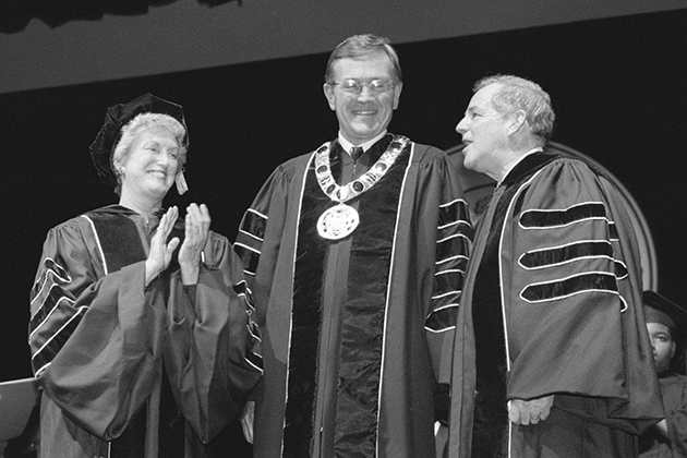 Rome pictured here with former Lieutenant Governor, Jodi Rell. Rome supported women's rights for hiring and equal pay early on in his career.