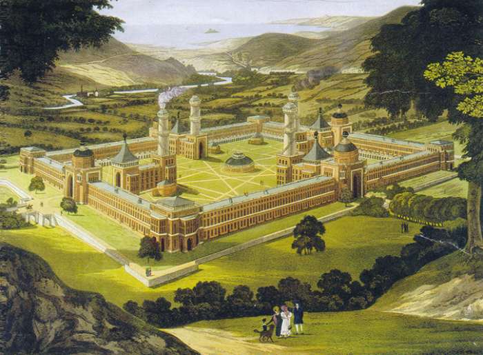 New Harmony by F. Bate (View of a Community, as proposed by Robert Owen) printed 1838.