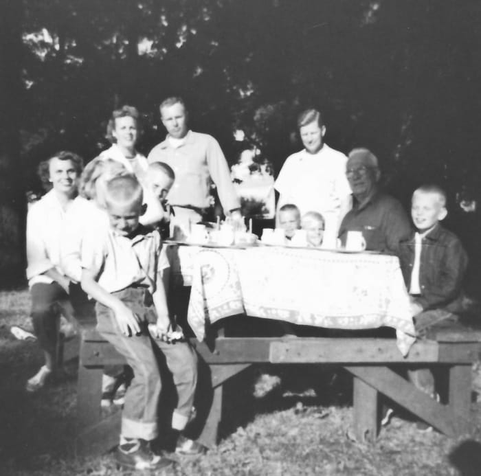 One of the many picnics we had as a family. This one appears to also be a birthday celebration.