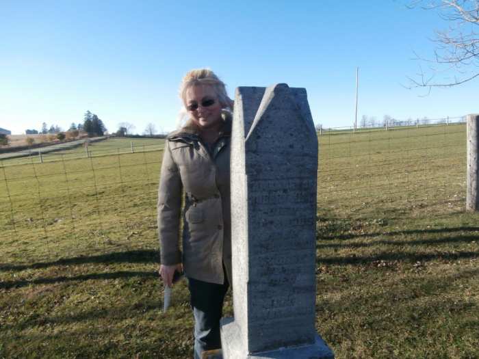 Me (Barb) Standing at the Grave of My 3 & 4 Times Great Grandparents - Robert King Sr & Barbara Boyd King & Robert King & Margaret McKee King