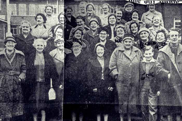 Mum, Grandma Evans, Grandma Trigg and my brother Eric pictured on a trip with the Tyldesley Ward women's group in the late 1950s. Grandma Trigg had written their names on the photo, which appeared in the local newspaper.