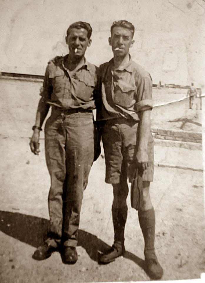 Grandad, on the left, with one of his pals while deployed to Ashur, Iraq, with the RAF during the Second World War.