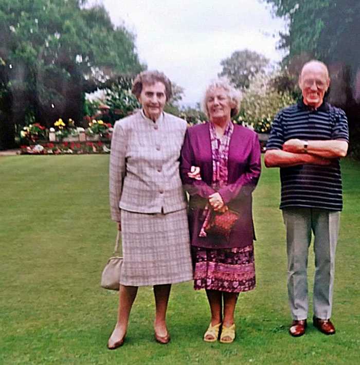 Pictured from left: Mum's pal Beryl, mum and dad in the scenic gardens of Springfield House in Pilling, where we would dine out on a Sunday in the '90s