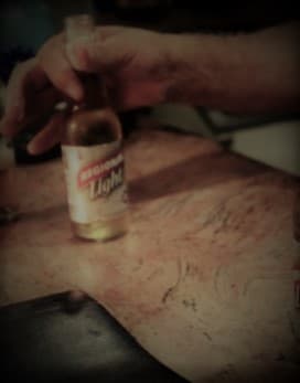 After finishing half of his beer, the man finally had the courage to break the tension between the two.