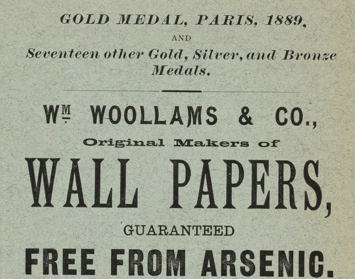Arsenic was used extensively in wall-paper and paints of the day and when dampened on the walls of old cold houses released highly toxic arsine gas. Napoleon Bonaparte's death 1821 is claimed to have been caused by wallpaper impregnated with arsenic
