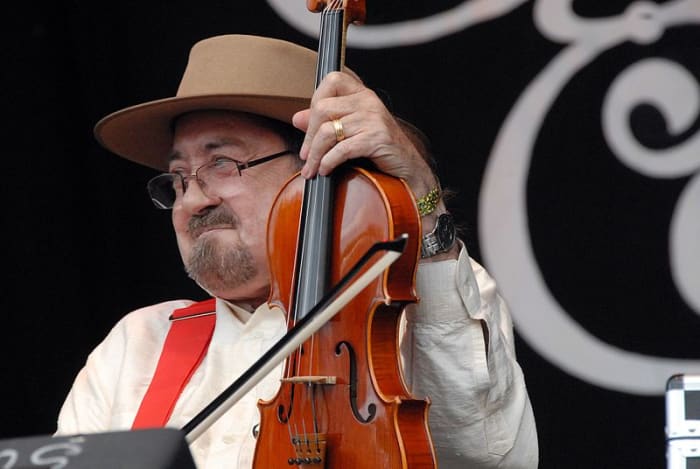 Dave Swarbrick, master fiddler, seen in this photo after several battles with his health that prompted Swarbrick to keep giving it his all to not just to recover from sickness, but keep playing his fiddle.