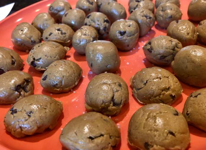 I really like protein bites cold from the fridge, but they're also really good after they've been in the freezer.
