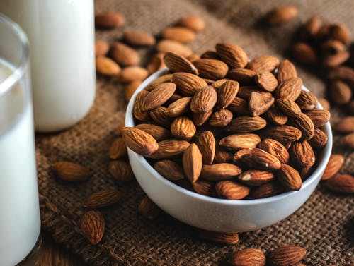 Almonds; a Good Snack , but I cannot think about milk and almonds right now.