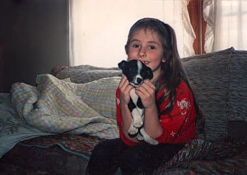 This is Mandy a little puppy that my family adopted from a shelter for Christmas. As my daughter would say, "She was my best friend for 14 yrs. until she died of old age. She taught me all about the magic of loving a pet!"