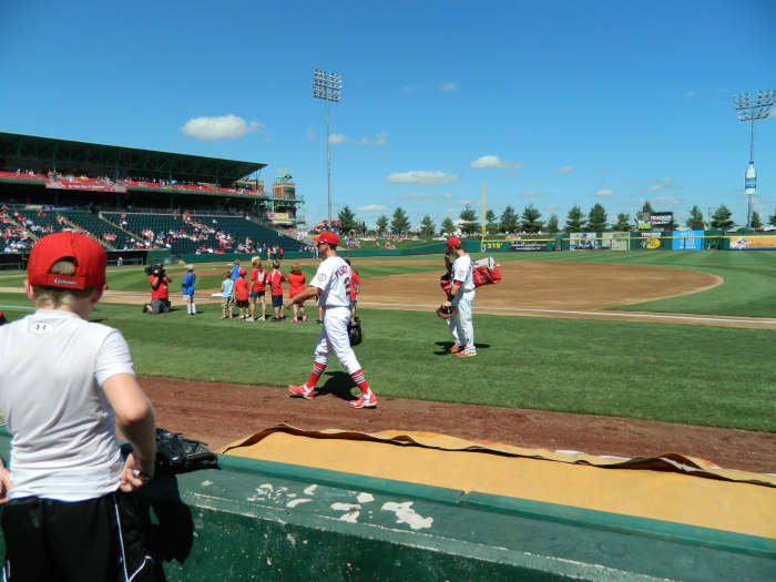 At a Springfield Cardinal day, watching as Stephen Piscotty (former Cardinal current Oakland A) plays a game.